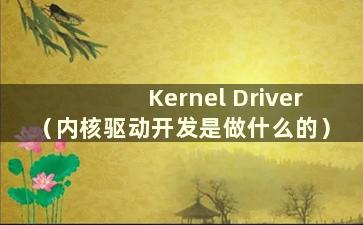 Kernel Driver（内核驱动开发是做什么的）
